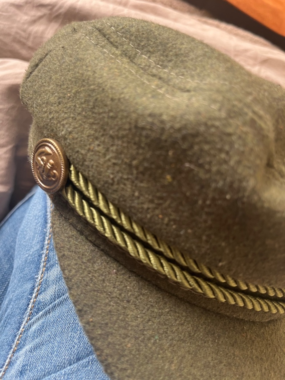 Mariner or Sailor Cap Olive Green Wool-Blend Cap - Picture 5 of 8